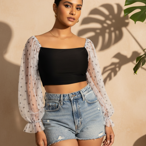 Puff Sleeve Top - Black